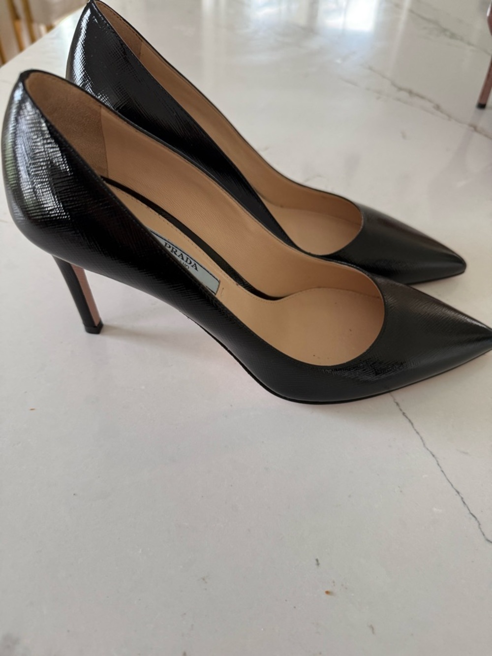 Prada Black Pointed-Toe Patent Leather Stiletto Pumps - Picture 4 of 5